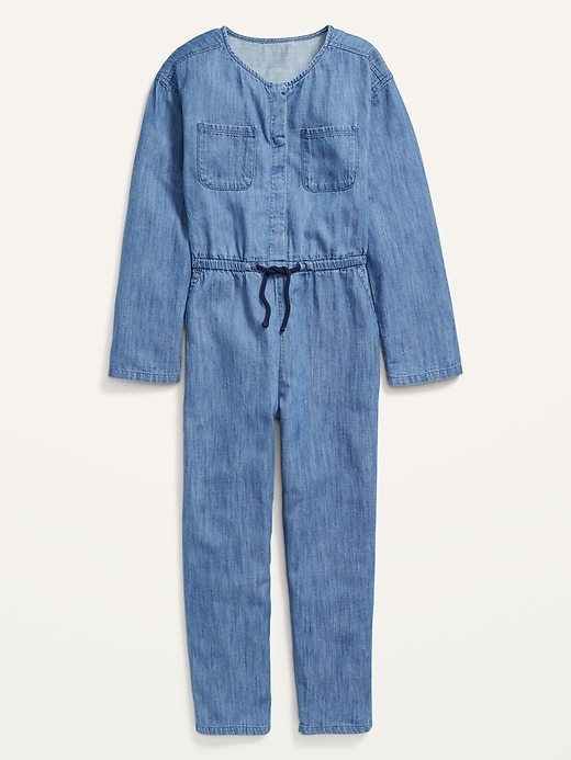 View large product image 1 of 2. Long-Sleeve Utility Jean Jumpsuit for Girls