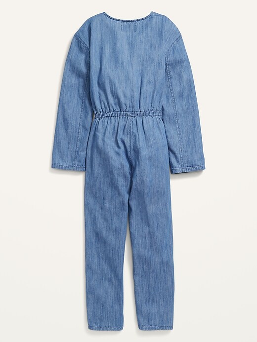View large product image 2 of 2. Long-Sleeve Utility Jean Jumpsuit for Girls