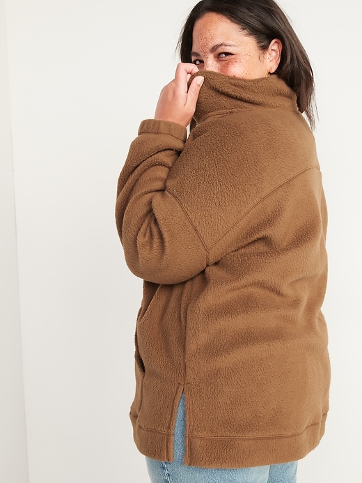 Image number 8 showing, Oversized Sherpa Quarter-Zip Tunic Sweatshirt