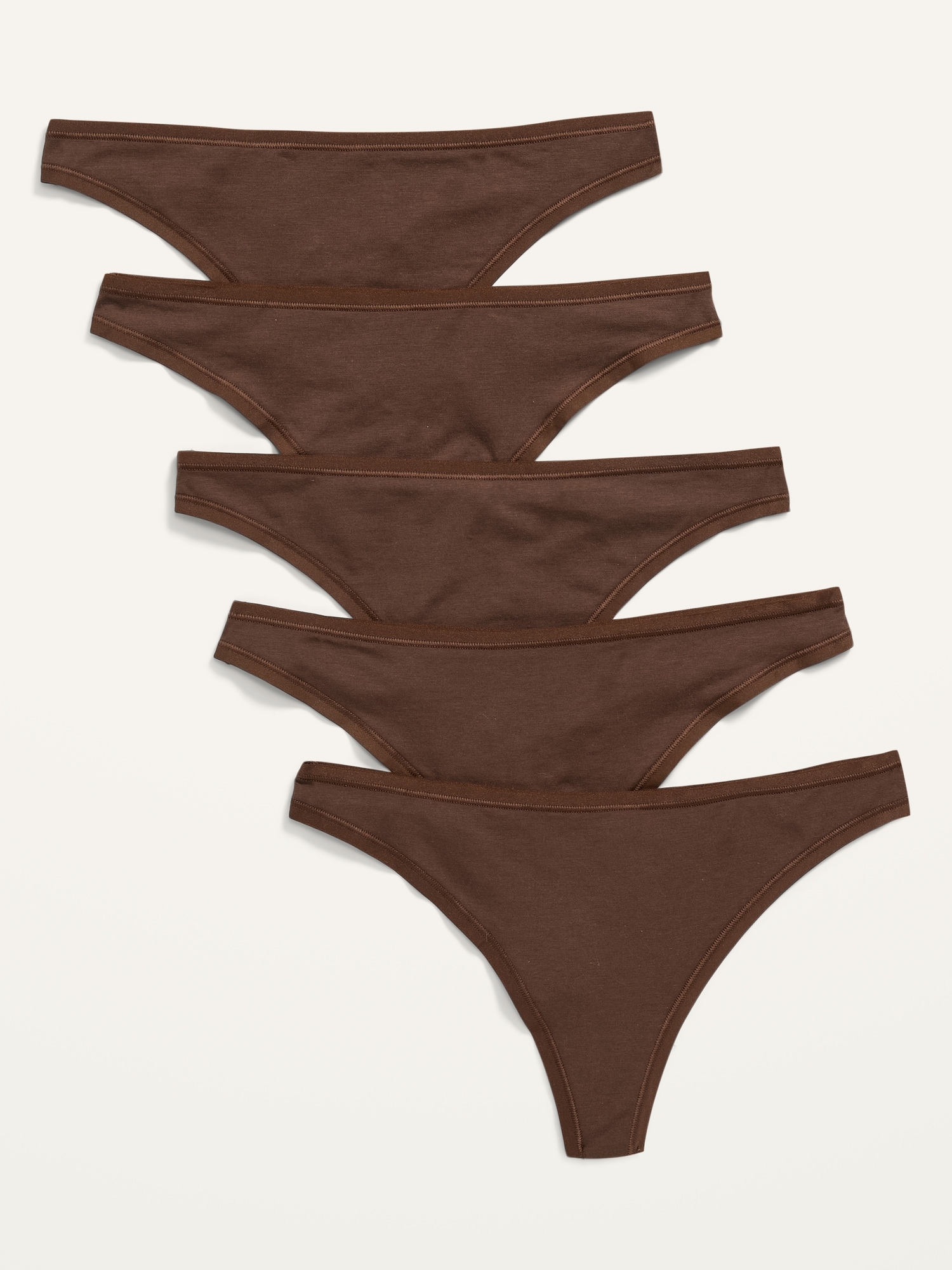 5-pack cotton thong briefs - Brown/Leopard-print - Ladies