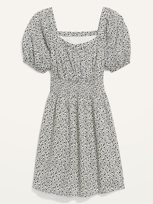 Image number 3 showing, Puff-Sleeve Waist-Defined Smocked Mini Dress for Women