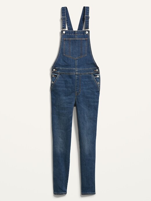 Image number 4 showing, O.G. Straight Built-In Warm Dark-Wash Jean Overalls for Women