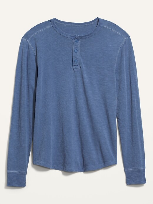 Image number 4 showing, Vintage Garment-Dyed Gender-Neutral Long-Sleeve Henley T-Shirt for Adults
