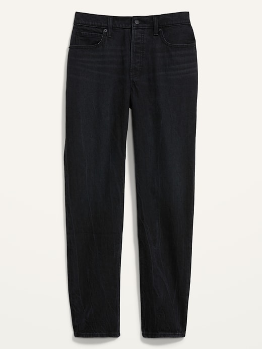 Image number 4 showing, High-Waisted Button-Fly Slouchy Straight Black-Wash Jeans for Women