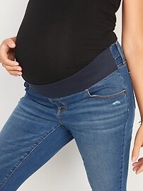 View large product image 3 of 3. Maternity Front-Low Panel Distressed Skinny Jeans