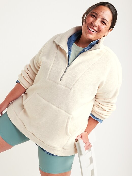 Image number 7 showing, Oversized Sherpa Half-Zip Tunic Sweatshirt for Women