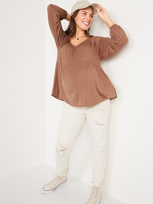 Image number 6 showing, Maternity Jersey-Knit Waist-Defined Top