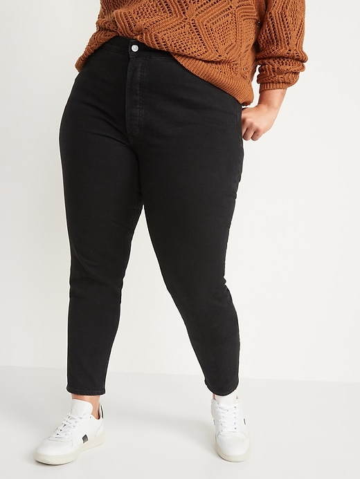 Image number 7 showing, Extra High-Waisted Button-Fly Pop Icon Black-Wash Skinny Jeans for Women