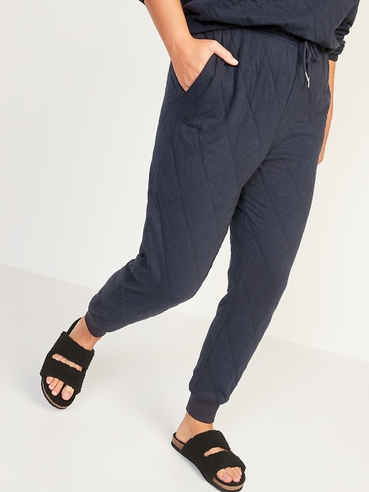 Image number 1 showing, Extra High-Waisted Quilted Jogger Sweatpants