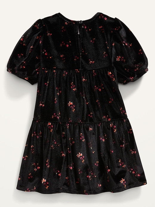 View large product image 2 of 2. Puff-Sleeve Velvet Dress for Toddler Girls