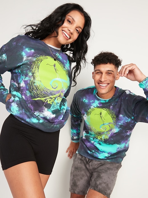 View large product image 1 of 2. Disney&#169 The Nightmare Before Christmas Gender-Neutral Tie-Dye Sweatshirt for Adults