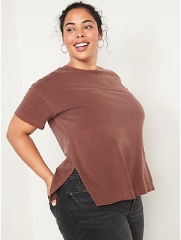 Oversized Vintage Garment-Dyed Tunic T-Shirt for Women