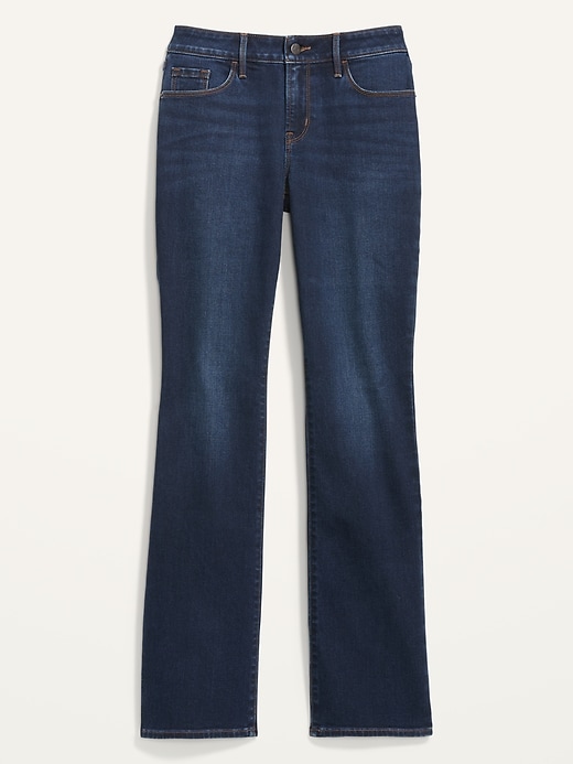 Image number 4 showing, Mid-Rise Dark-Wash Kicker Boot-Cut Jeans for Women