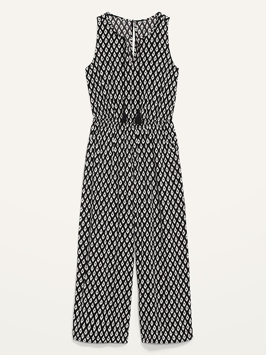 View large product image 2 of 2. Sleeveless Tie-Neck Wide-Leg Jumpsuit