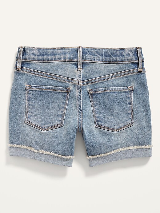 View large product image 2 of 2. Raw-Hem Midi Jean Shorts for Girls