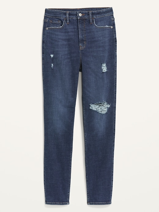 Image number 4 showing, Higher High-Waisted Rockstar 360° Stretch Super-Skinny Ripped Jeans for Women