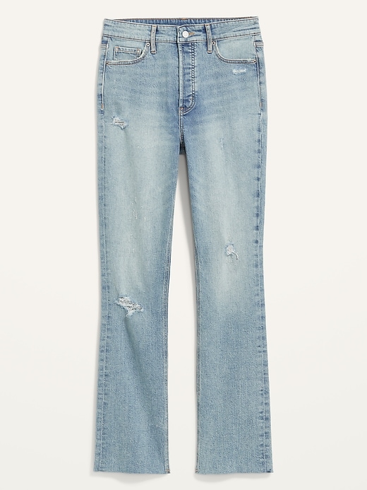Image number 4 showing, Extra High-Waisted Button-Fly Kicker Boot-Cut Ripped Cut-Off Jeans