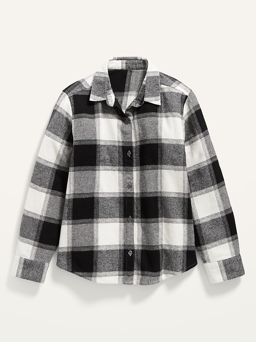 View large product image 1 of 3. Cozy Long-Sleeve Button-Front Plaid Shirt for Girls