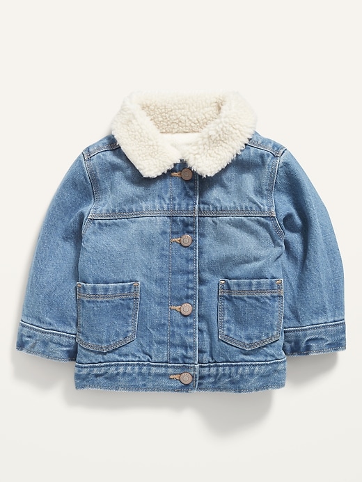 View large product image 1 of 2. Unisex Sherpa-Collar Jean Trucker Jacket for Baby