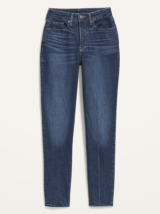 Image number 4 showing, Curvy High-Waisted Button-Fly O.G. Straight Cut-Off Jeans for Women