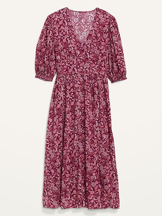 View large product image 2 of 2. Floral-Print Fit & Flare 3/4-Sleeve Midi Dress