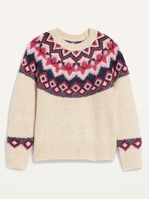Image number 4 showing, Crew Neck Fair Isle Sweater for Women