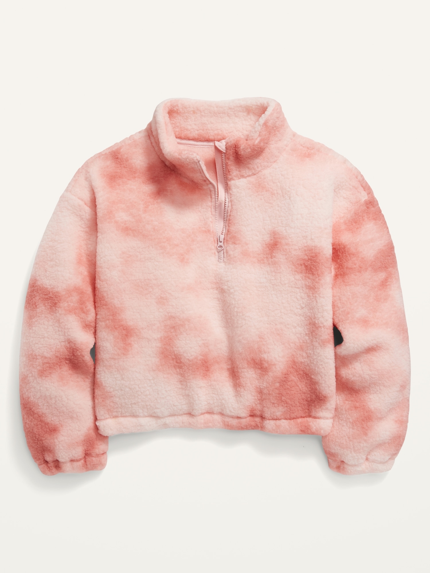 Old Navy Cozy Sherpa Cropped Quarter-Zip Sweatshirt for Girls pink. 1