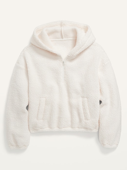 View large product image 1 of 1. Cozy Sherpa Quarter-Zip Pullover Hoodie for Girls
