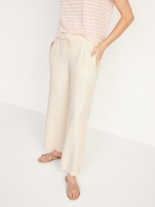 Image number 4 showing, Mid-Rise Linen-Blend Pants for Women