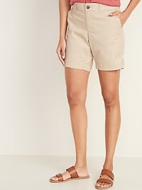 View large product image 3 of 3. Mid-Rise Twill Everyday Shorts for Women - 7-inch inseam