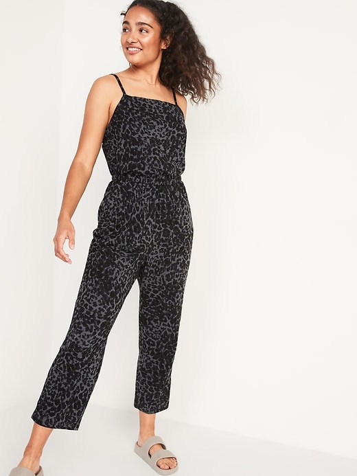 Image number 1 showing, Waist-Defined Sleeveless Cropped Cami Jumpsuit