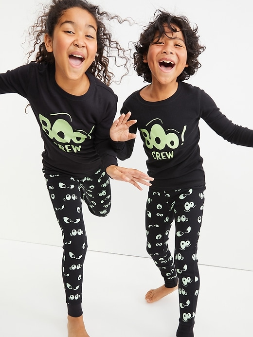 View large product image 1 of 4. Gender-Neutral Halloween Matching Graphic Snug-Fit Pajama Set For Kids