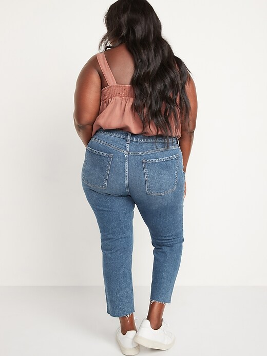 Image number 8 showing, Mid-Rise Boyfriend Straight Ripped Cut-Off Jeans for Women