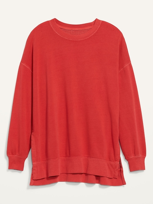 Image number 4 showing, Vintage Long-Sleeve Garment-Dyed French-Terry Tunic Sweatshirt for Women