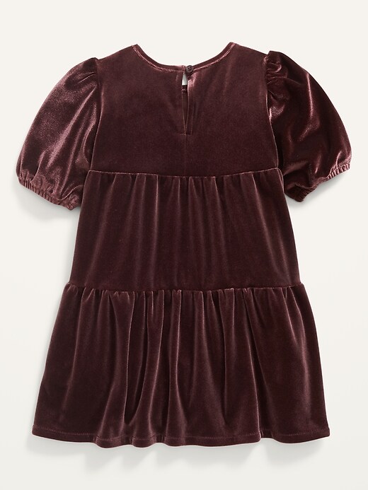 View large product image 2 of 2. Puff-Sleeve Velvet Dress for Toddler Girls