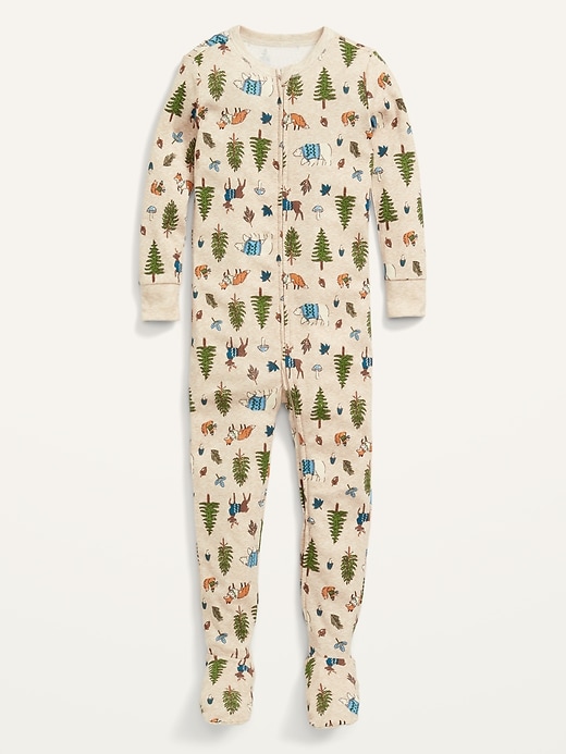 View large product image 1 of 1. Unisex Printed Footed Pajama One-Piece for Toddler & Baby