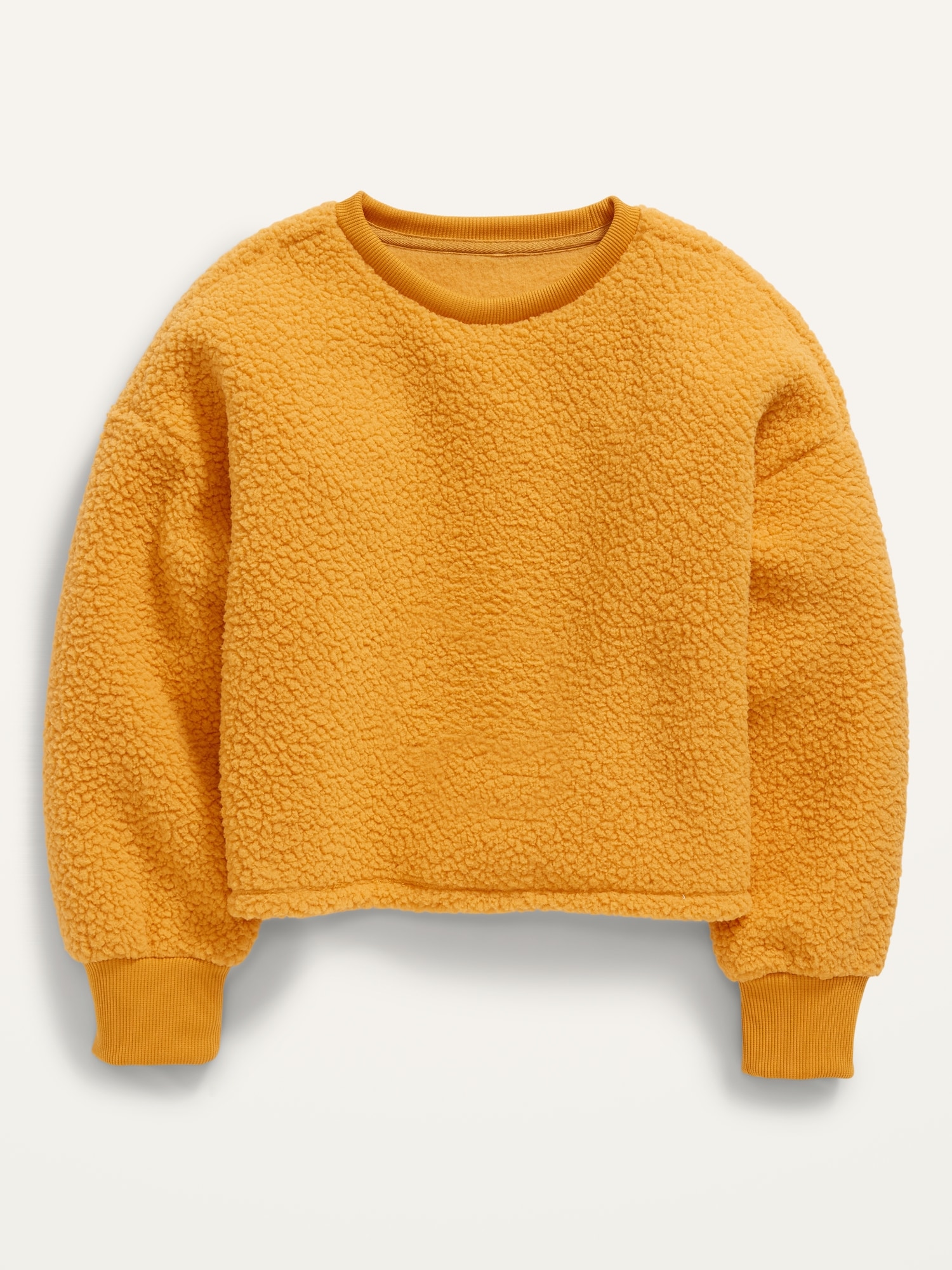 Old Navy Slouchy Sherpa Sweatshirt for Girls yellow. 1
