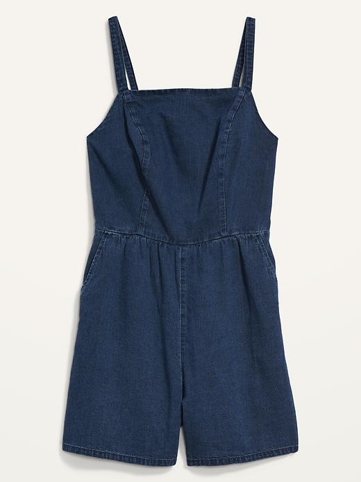 Image number 4 showing, Sleeveless Jean Cami Romper -- 3.5-inch inseam