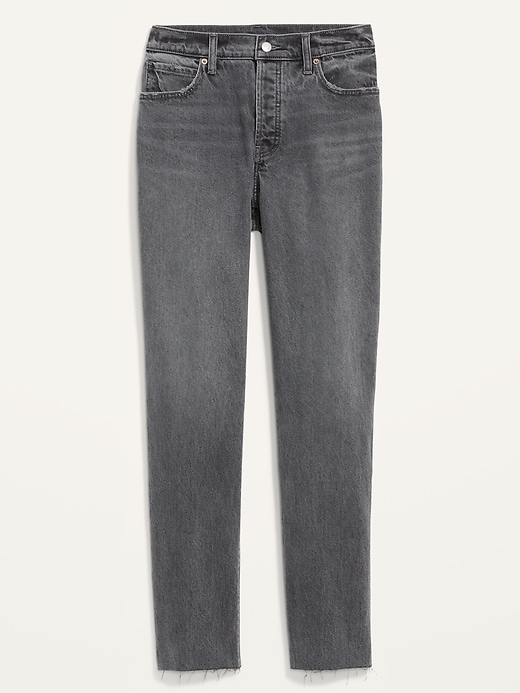 Image number 4 showing, High-Waisted Button-Fly Slouchy Straight Cut-Off Jeans for Women