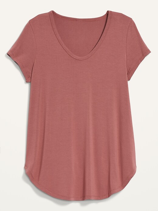 Image number 4 showing, Short-Sleeve Luxe Voop-Neck Tunic T-shirt for Women