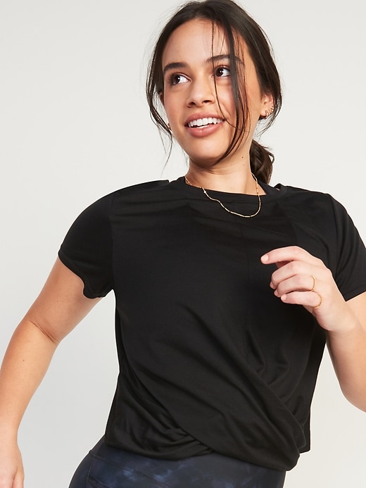 UltraLite Short-Sleeve Wrap-Effect T-Shirt for Women | Old Navy