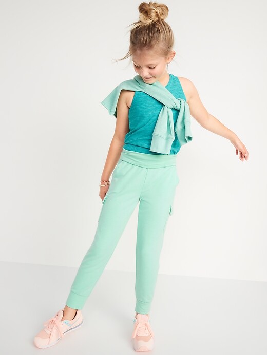 UltraLite Fold-Over-Waist French Terry Cargo Joggers for Girls
