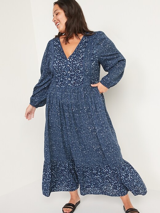 Image number 7 showing, Long-Sleeve Fit & Flare Tiered Midi Dress for Women