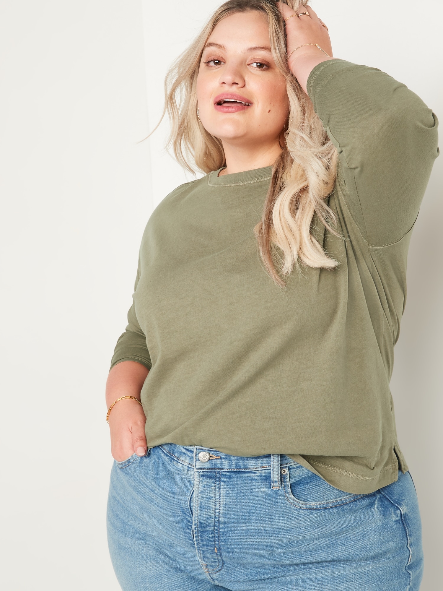 Long-Sleeve Vintage Loose T-Shirt for Women | Old Navy