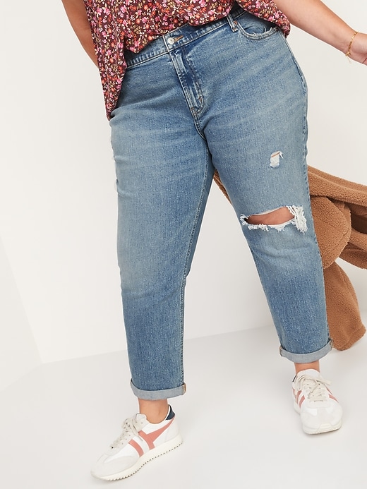 Image number 6 showing, Mid-Rise Boyfriend Straight Ripped Jeans for Women