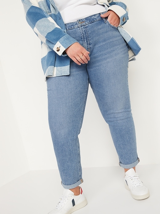 Image number 7 showing, Mid-Rise Medium-Wash Boyfriend Jeans for Women