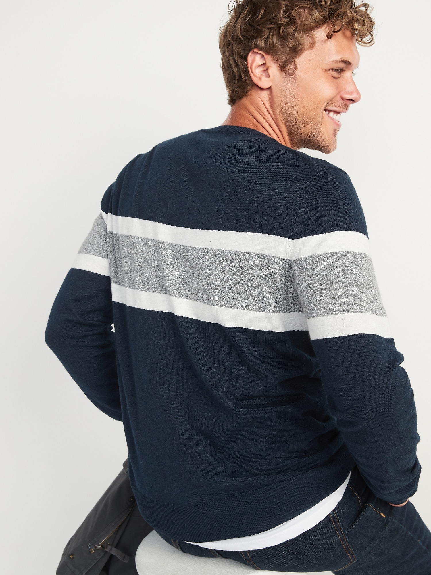 Chest-Stripe Crew-Neck Sweater for Men | Old Navy