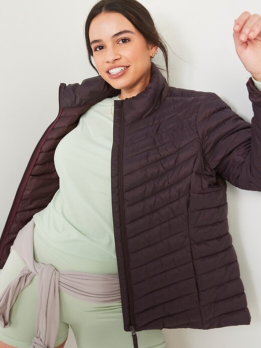 Image number 1 showing, Water-Resistant Narrow-Channel Packable Puffer Jacket for Women