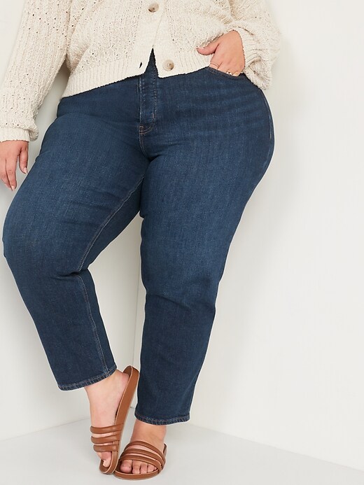Image number 7 showing, Curvy Extra High-Waisted Button-Fly Sky-Hi Straight Jeans