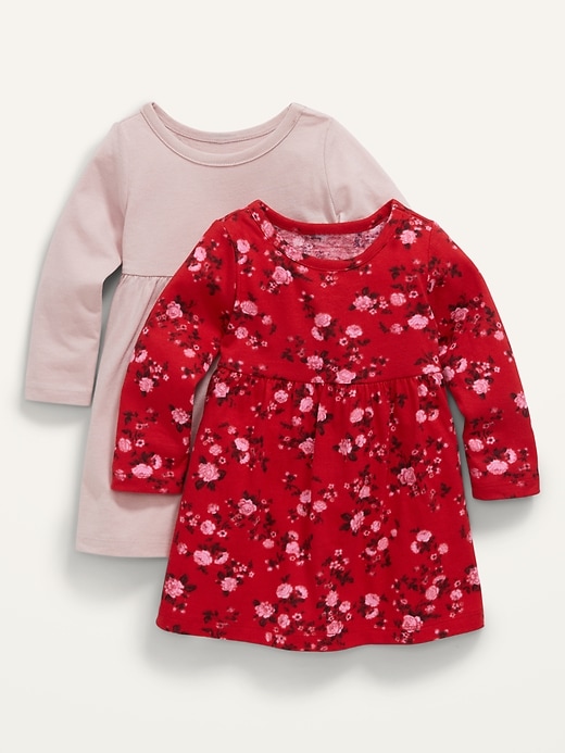 View large product image 1 of 1. 2-Pack Long-Sleeve Jersey Dress for Baby
